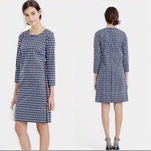 J Crew 3/4 Sleeve Geometric Shift Mini Dress